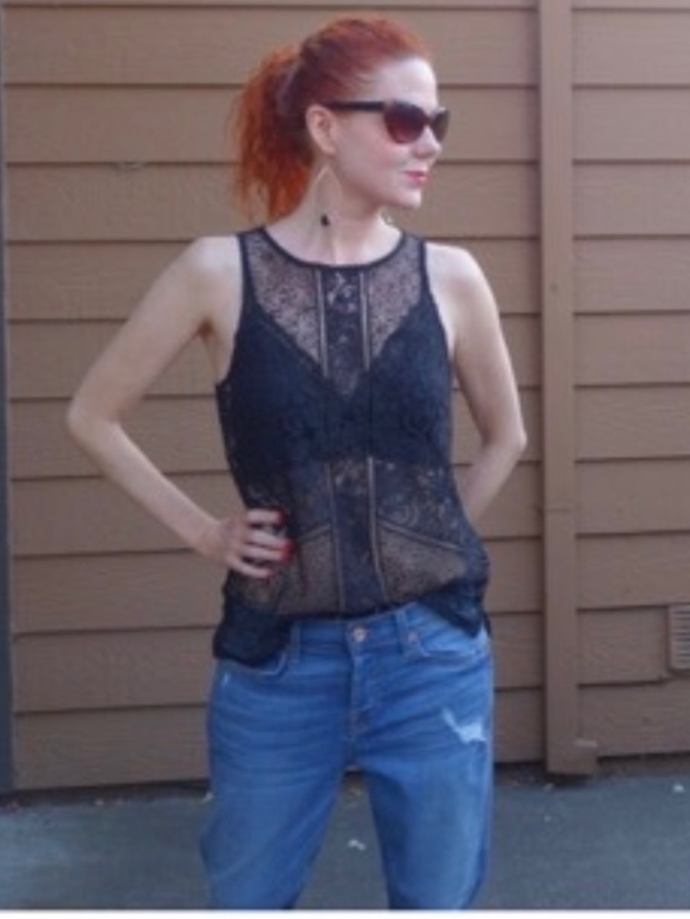 Lot of 2: Express cream lace tank top XS (NWOT) & black XS